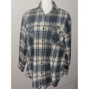 Dickies Heavy Weight Green and Blue Plaid Women's Flannel Size Large